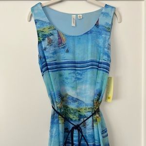 Sleeveless maxi dress with nautical motif - Med